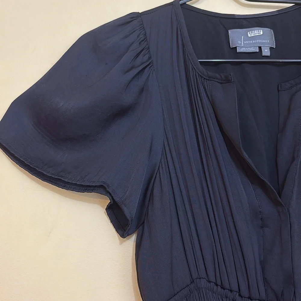 Anthropologie | Black Somerset Flutter Sleeve Tiered Elastic Waist Maxi Dress XS - Picture 9 of 17